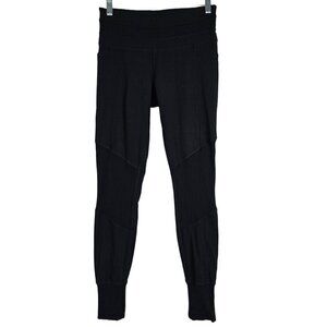 Athleta Excursion Tight Hybrid Rib Panel Legging Jogger Pant Side Pockets Black